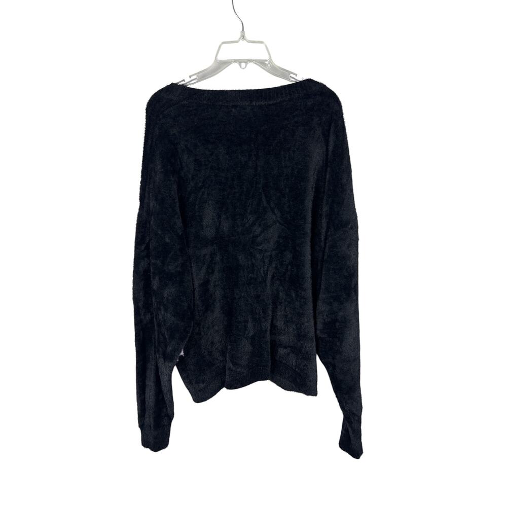 Cynthia Rowley Black Fuzzy Y2K Long Sleeve Multicolored Butterfly Cardigan M - Picture 5 of 8